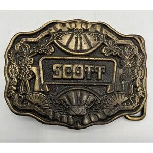 Personalized "Scott"  Vintage‎ Brass Belt Buckle Western Cowboy Style